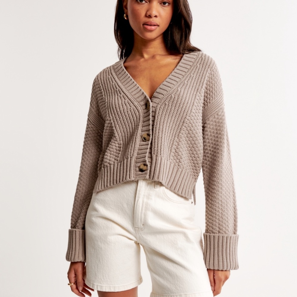Abercrombie cotton-blend seed stitch cardigan